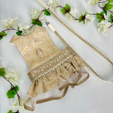 White & Gold Pearl Harness lehenga dress thumbnail
