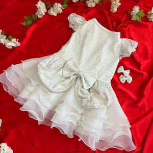 White Pearl Flower Girl Wedding Dress