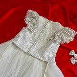 White Pearl Flower Girl Wedding Dress thumbnail