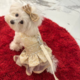 White & Gold Pearl Harness lehenga dress thumbnail