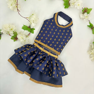 Midnight Blue Booti Lehenga Choli
