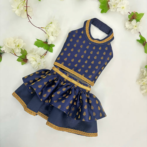 Midnight Blue Booti Lehenga Choli
