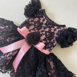 Black Tulle Lace & Blush Pink Dress thumbnail