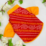 Red Yellow Bandini Sherwani Kurta thumbnail