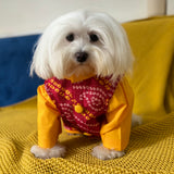Red Yellow Bandini Sherwani Kurta thumbnail