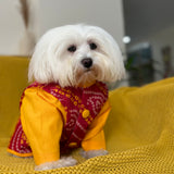 Red Yellow Bandini Sherwani Kurta thumbnail