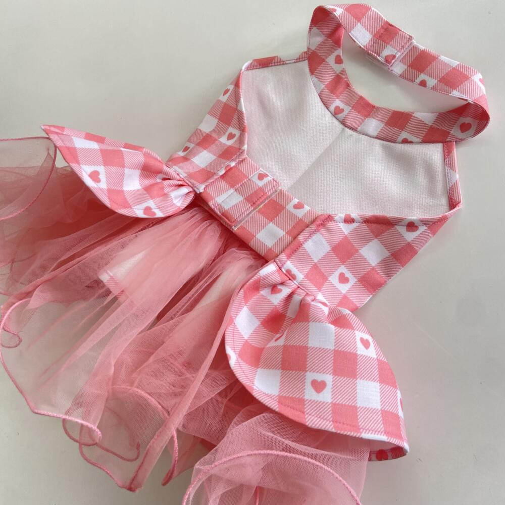 Baby Pink Love Checkered Crinkle skirt dress 2