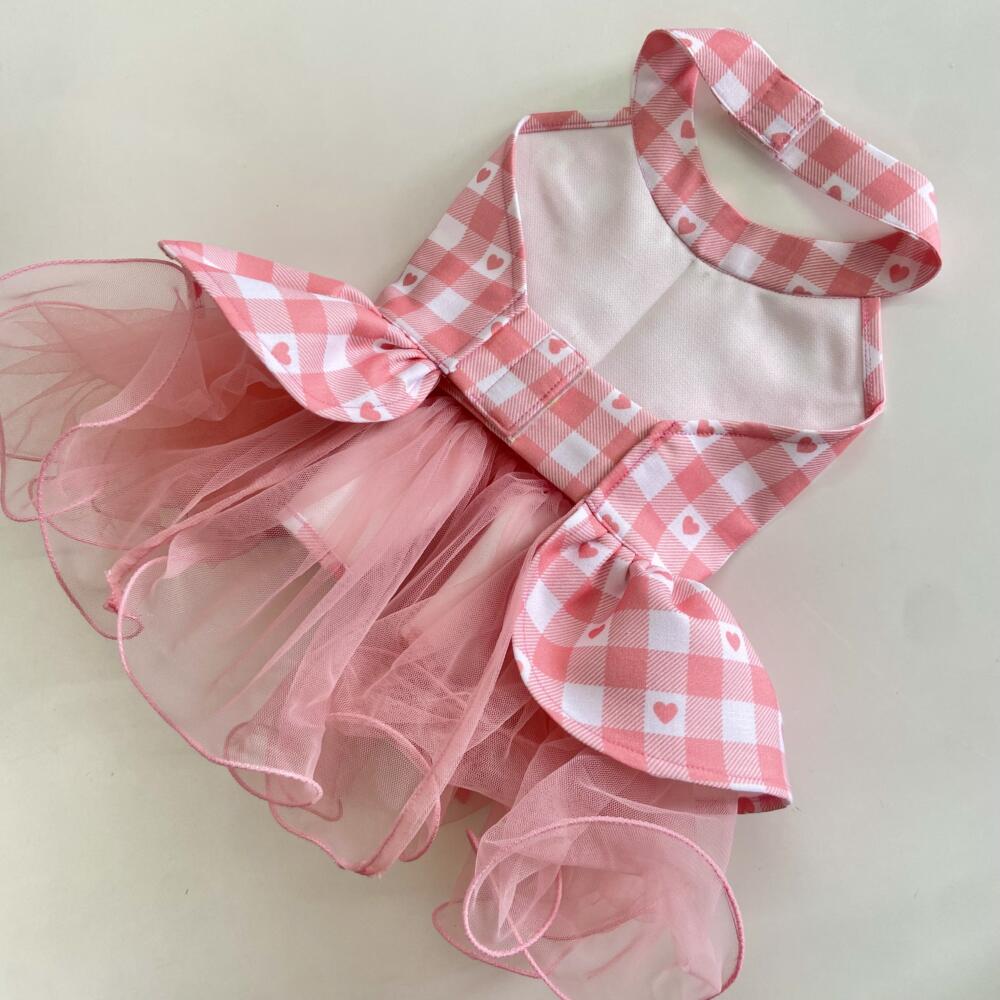Baby Pink Love Checkered Crinkle skirt dress 3