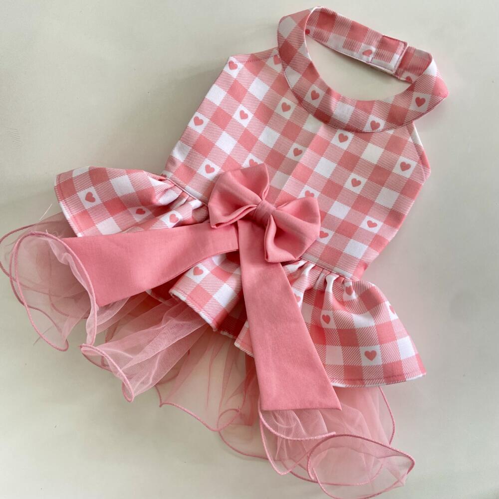 Baby Pink Love Checkered Crinkle skirt dress 4