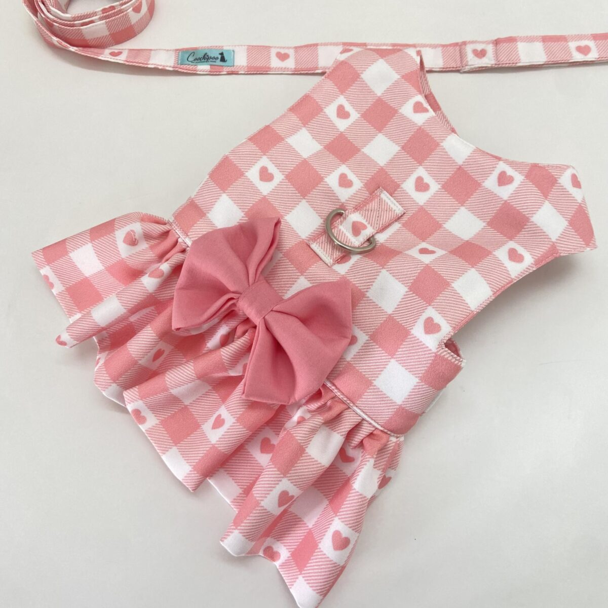 Baby Pink Love Checkered Harness with frills 6