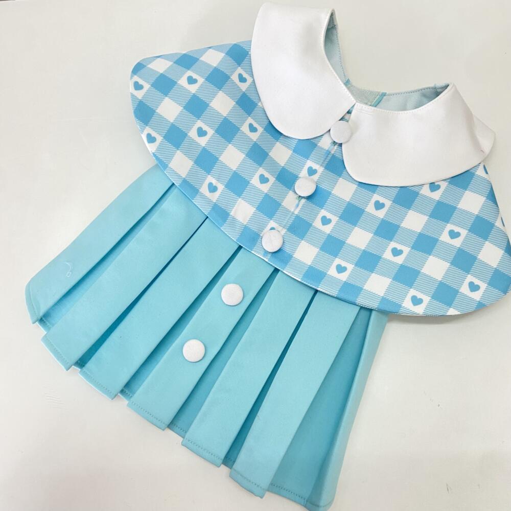 Blue Checkered Love Cape dress 1