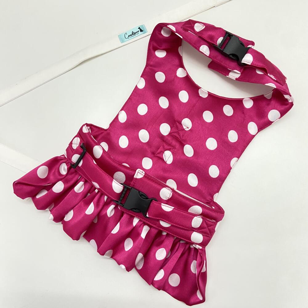 Pink Polka Harness with Frills 2