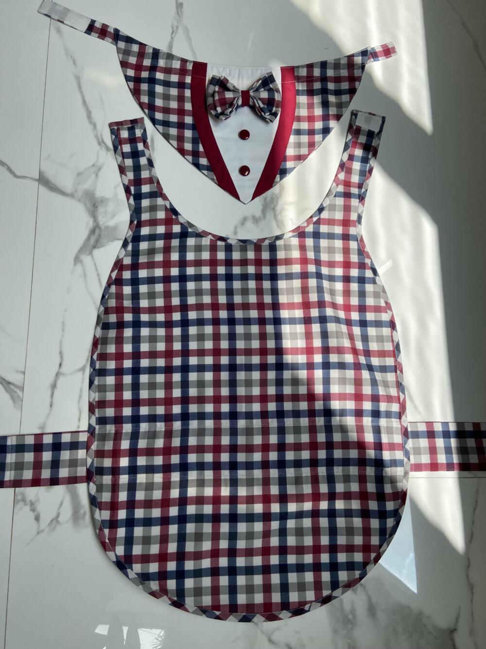 Red Blue Plaid Tuxedo Bandana _ Coat set 3