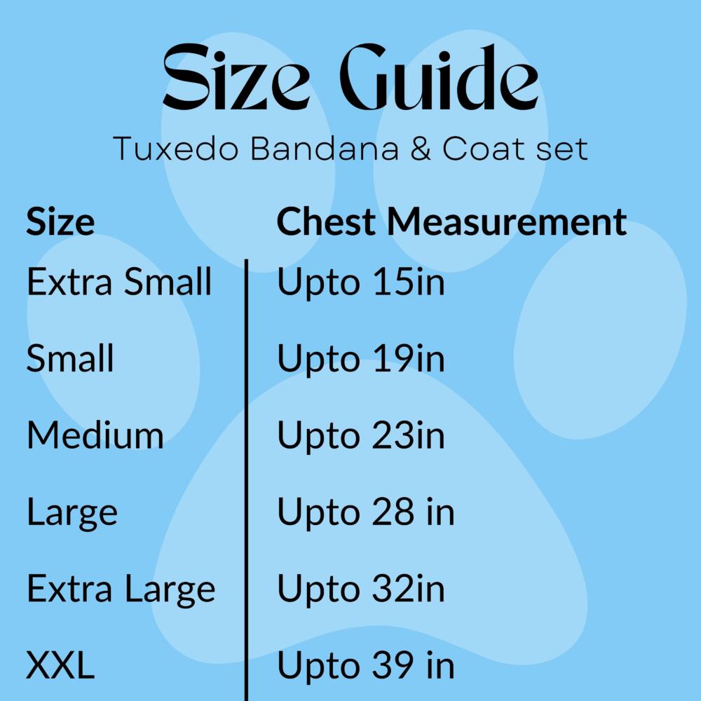 Tuxedo bandana Coat Set Size Guide